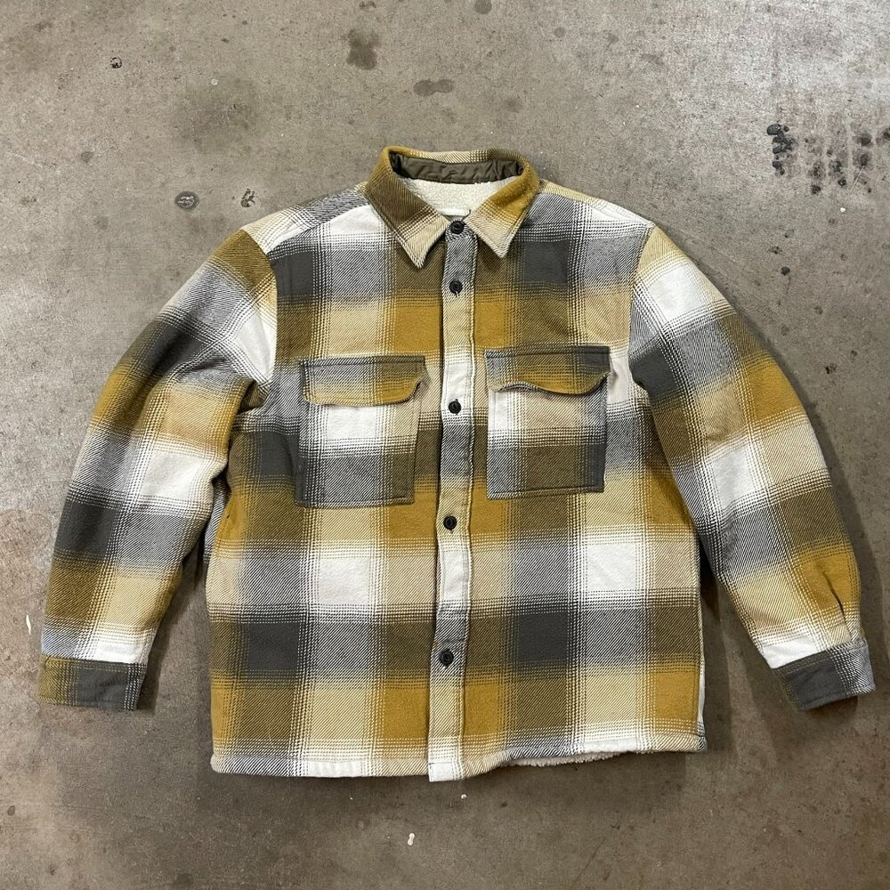 H&M Plaid Sherpa Lined Cotton Flannel Jacket Size L